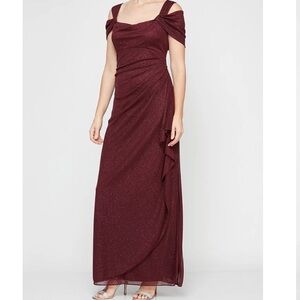 Elegant Burgundy Off-Shoulder Dress